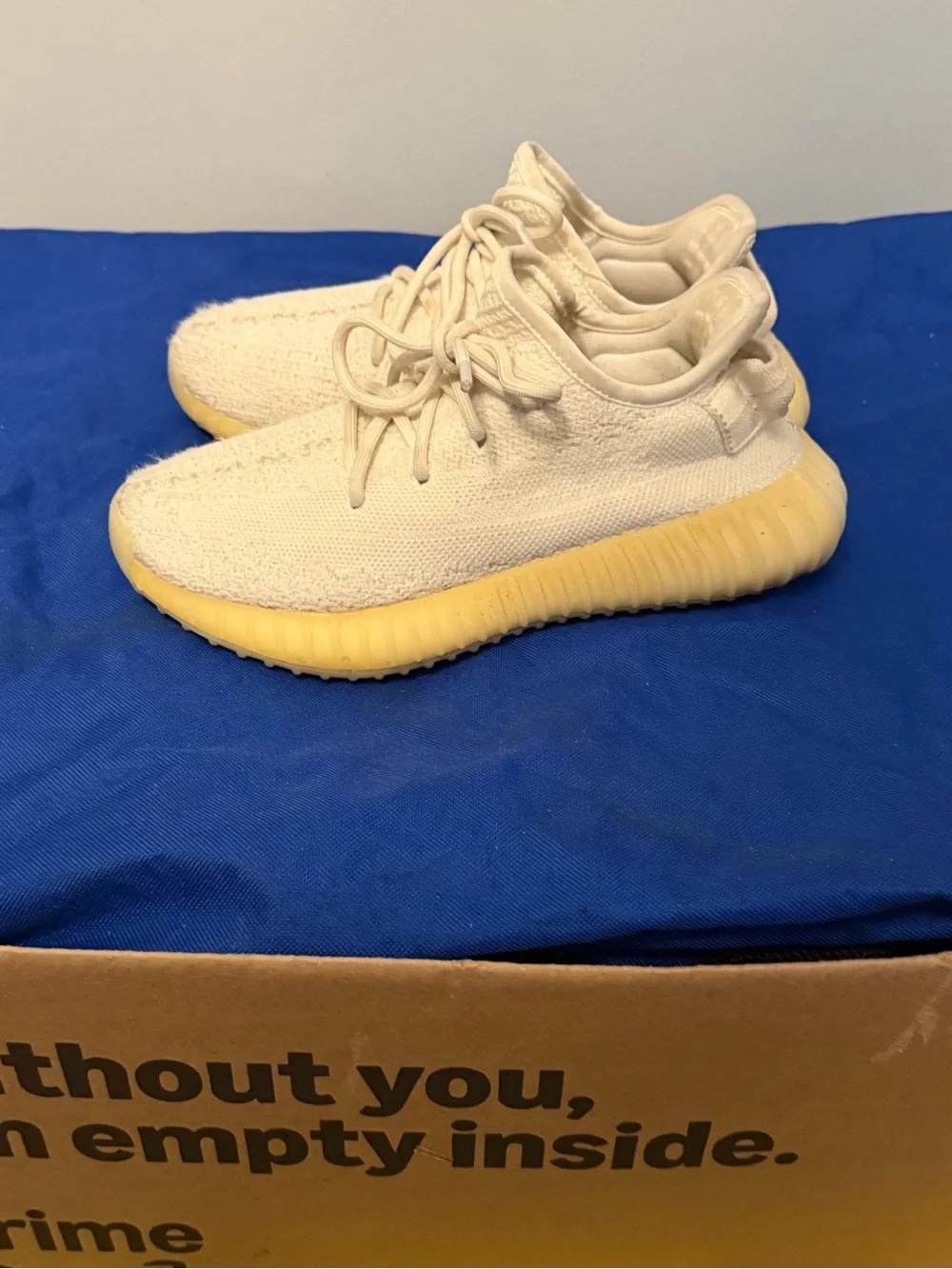 YEEZY Cream Knit Sneakers with gum Sole